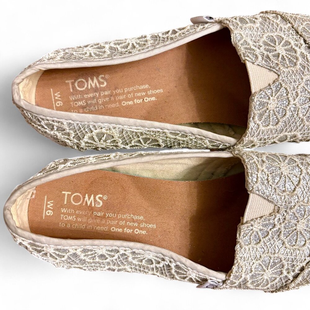 TOMS Floral Crochet Glitter Slip-On Shoes - Picture 6 of 9